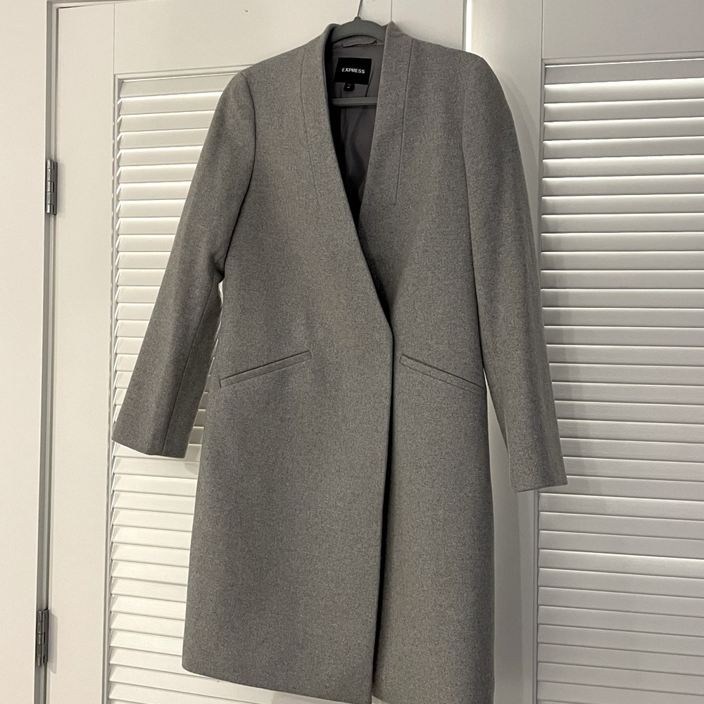 Express Grey wool pea coat XS